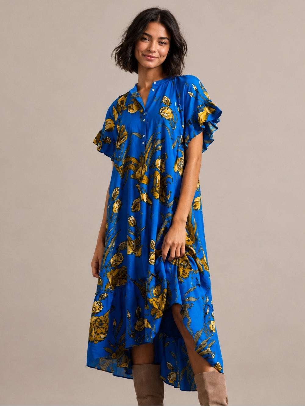 Anthropologie x Maeve Antoinette Maxi Dress In Blue & Florals SZ XS